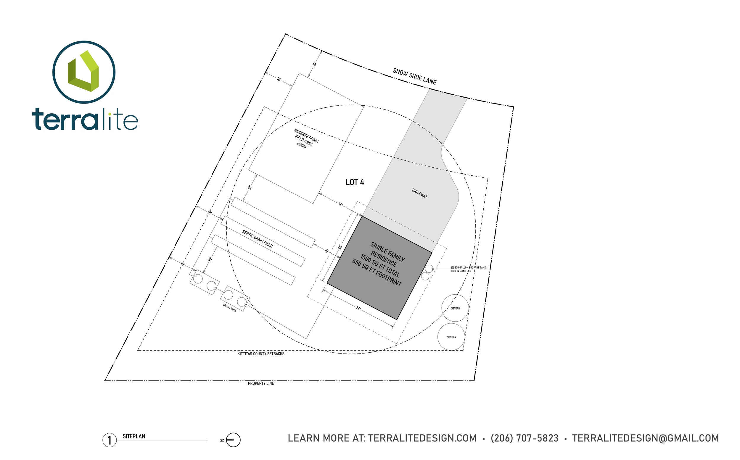 Starwater Snoqualmie Pass site plan for a pre-designed cabin by a Snoqualmie Pass architect