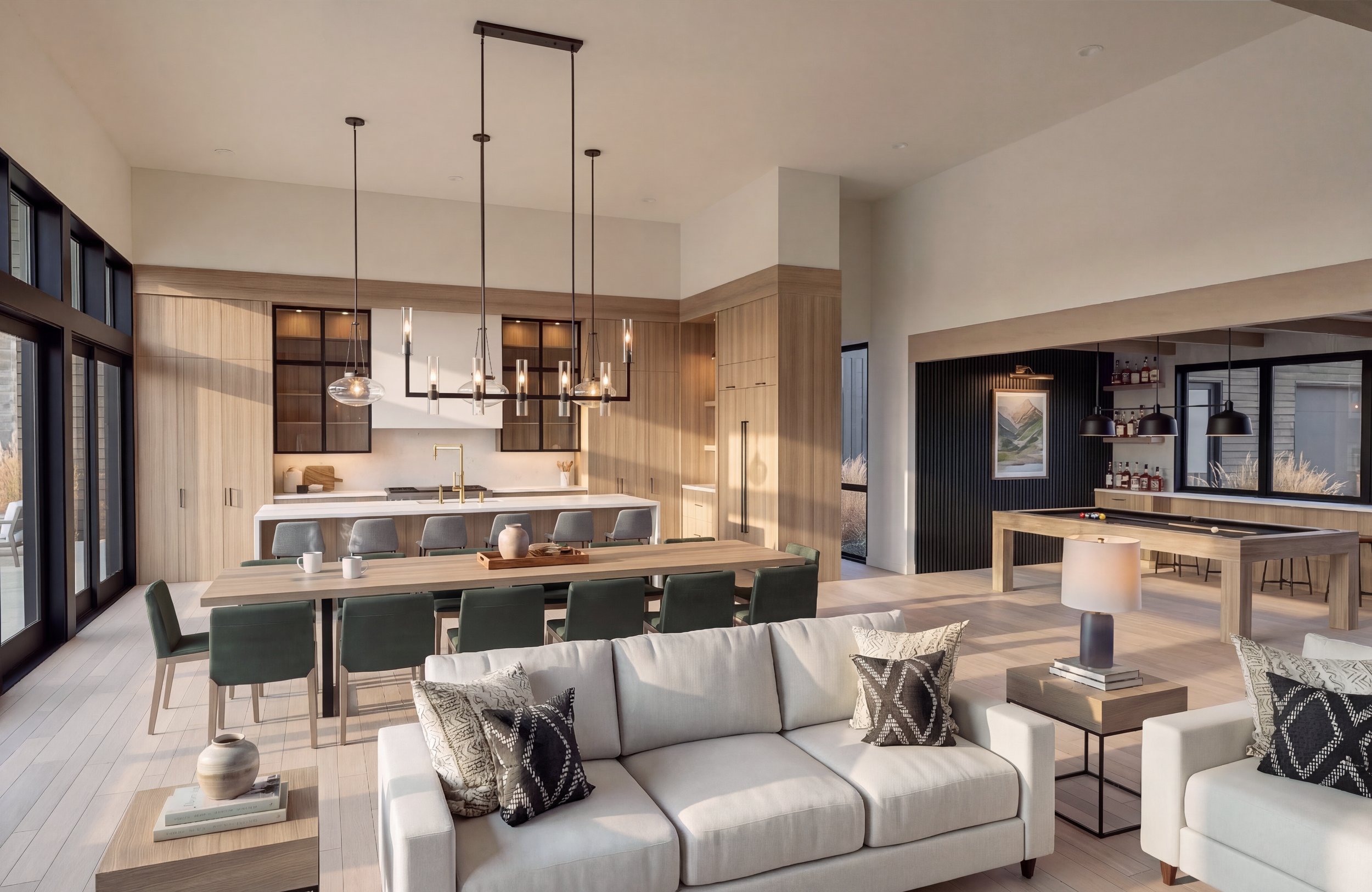 Snoqualmie Pass custom house design — lower-level game room