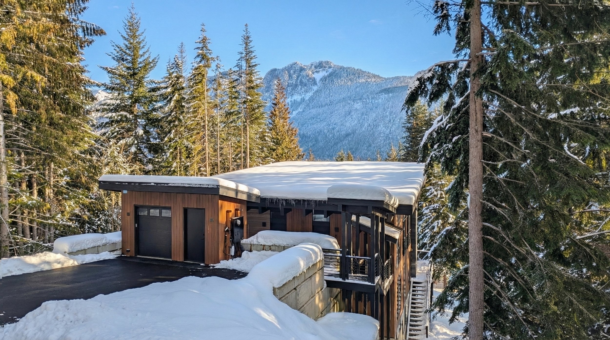 Compact contemporary cabin architecture in the Cascades near Snoqualmie Pass